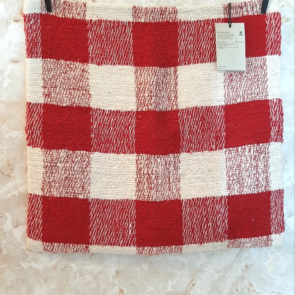 West Elm Buffalo Check Linen Pillow Cover